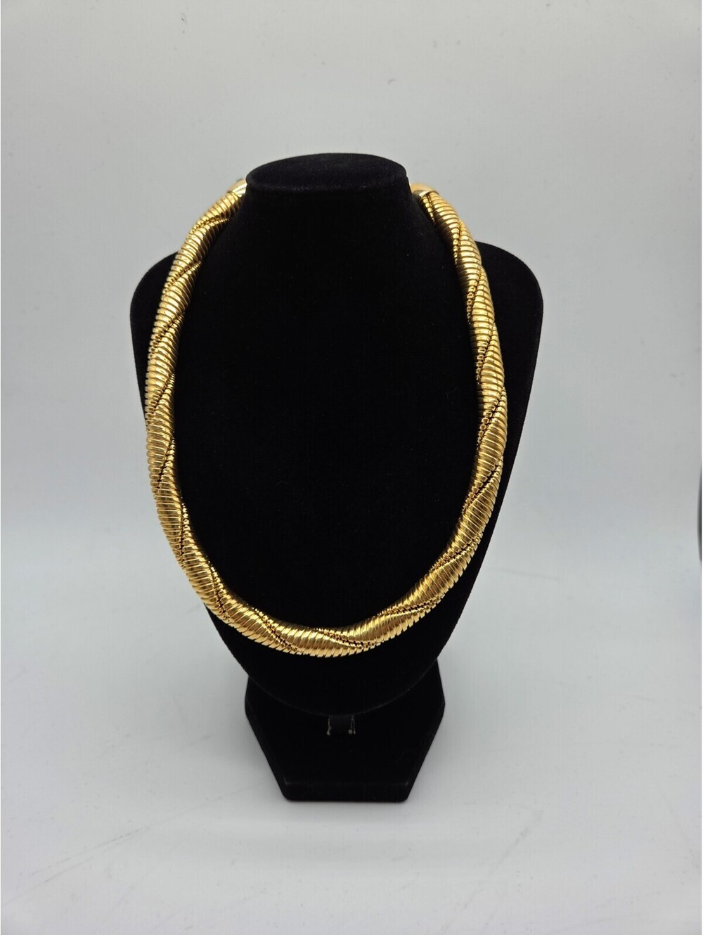 Milor Italy 18K Gold Plated Bronze Twisted Omega Collar Necklace NWT Statement - Picture 3 of 4